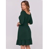 image:imageANRABESS Womens Lantern Short Sleeve Square Neck Casual Flowy Mini Dresses 2026 Holiday Summer Spring Beach Vacation ClothesDark Green