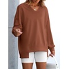 image:imageANRABESS Womens Long Sleeve VNeck Oversized Sweatshirts  Soft Lightweight Loose Fit Pullover Tops Casual School Workout Office Tunic Shirts Teen Girls Outfit Fall Winter ClothesCaramel Brown