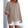 image:imageANRABESS Womens Long Sleeve VNeck Oversized Sweatshirts  Soft Lightweight Loose Fit Pullover Tops Casual School Workout Office Tunic Shirts Teen Girls Outfit Fall Winter ClothesDark Khaki