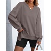 image:imageANRABESS Womens Long Sleeve VNeck Oversized Sweatshirts  Soft Lightweight Loose Fit Pullover Tops Casual School Workout Office Tunic Shirts Teen Girls Outfit Fall Winter ClothesLight Brown