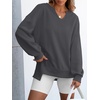 image:imageANRABESS Womens Long Sleeve VNeck Oversized Sweatshirts  Soft Lightweight Loose Fit Pullover Tops Casual School Workout Office Tunic Shirts Teen Girls Outfit Fall Winter ClothesDark Grey
