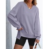 image:imageANRABESS Womens Long Sleeve VNeck Oversized Sweatshirts  Soft Lightweight Loose Fit Pullover Tops Casual School Workout Office Tunic Shirts Teen Girls Outfit Fall Winter ClothesLight Purple