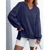 image:imageANRABESS Womens Long Sleeve VNeck Oversized Sweatshirts  Soft Lightweight Loose Fit Pullover Tops Casual School Workout Office Tunic Shirts Teen Girls Outfit Fall Winter ClothesNavy Blue