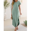 image:imageANRABESS Womens Summer Casual Long Maxi Dress with Pockets  Short Sleeve Crew NeckSoft Smooth LightweightLoose FitBeach Vacation ClothesBusiness Casual OutfitsTravel AllDay WearLight Green