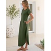 image:imageANRABESS Womens Summer Casual Long Maxi Dress with Pockets  Short Sleeve Crew NeckSoft Smooth LightweightLoose FitBeach Vacation ClothesBusiness Casual OutfitsTravel AllDay WearArmy Green