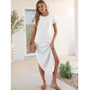 image:imageANRABESS Womens Summer Casual Long Maxi Dress with Pockets  Short Sleeve Crew NeckSoft Smooth LightweightLoose FitBeach Vacation ClothesBusiness Casual OutfitsTravel AllDay WearWhite