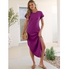 image:imageANRABESS Womens Summer Casual Long Maxi Dress with Pockets  Short Sleeve Crew NeckSoft Smooth LightweightLoose FitBeach Vacation ClothesBusiness Casual OutfitsTravel AllDay WearPurple Red