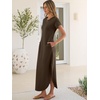 image:imageANRABESS Womens Summer Casual Long Maxi Dress with Pockets  Short Sleeve Crew NeckSoft Smooth LightweightLoose FitBeach Vacation ClothesBusiness Casual OutfitsTravel AllDay WearBrown
