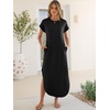 image:imageANRABESS Womens Summer Casual Long Maxi Dress with Pockets  Short Sleeve Crew NeckSoft Smooth LightweightLoose FitBeach Vacation ClothesBusiness Casual OutfitsTravel AllDay WearBlack