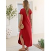 image:imageANRABESS Womens Summer Casual Long Maxi Dress with Pockets  Short Sleeve Crew NeckSoft Smooth LightweightLoose FitBeach Vacation ClothesBusiness Casual OutfitsTravel AllDay WearRed