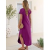 image:imageANRABESS Womens Summer Casual Long Maxi Dress with Pockets  Short Sleeve Crew NeckSoft Smooth LightweightLoose FitBeach Vacation ClothesBusiness Casual OutfitsTravel AllDay WearPurple Red