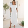 image:imageANRABESS Womens Summer Casual Long Maxi Dress with Pockets  Short Sleeve Crew NeckSoft Smooth LightweightLoose FitBeach Vacation ClothesBusiness Casual OutfitsTravel AllDay WearWhite