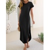 image:imageANRABESS Womens Summer Casual Long Maxi Dress with Pockets  Short Sleeve Crew NeckSoft Smooth LightweightLoose FitBeach Vacation ClothesBusiness Casual OutfitsTravel AllDay WearBlack