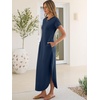 image:imageANRABESS Womens Summer Casual Long Maxi Dress with Pockets  Short Sleeve Crew NeckSoft Smooth LightweightLoose FitBeach Vacation ClothesBusiness Casual OutfitsTravel AllDay WearNavy Blue