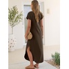 image:imageANRABESS Womens Summer Casual Long Maxi Dress with Pockets  Short Sleeve Crew NeckSoft Smooth LightweightLoose FitBeach Vacation ClothesBusiness Casual OutfitsTravel AllDay WearBrown