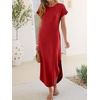 image:imageANRABESS Womens Summer Casual Long Maxi Dress with Pockets  Short Sleeve Crew NeckSoft Smooth LightweightLoose FitBeach Vacation ClothesBusiness Casual OutfitsTravel AllDay WearRed