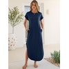 image:imageANRABESS Womens Summer Casual Long Maxi Dress with Pockets  Short Sleeve Crew NeckSoft Smooth LightweightLoose FitBeach Vacation ClothesBusiness Casual OutfitsTravel AllDay WearNavy Blue
