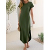 image:imageANRABESS Womens Summer Casual Long Maxi Dress with Pockets  Short Sleeve Crew NeckSoft Smooth LightweightLoose FitBeach Vacation ClothesBusiness Casual OutfitsTravel AllDay WearArmy Green