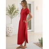 image:imageANRABESS Womens Summer Casual Long Maxi Dress with Pockets  Short Sleeve Crew NeckSoft Smooth LightweightLoose FitBeach Vacation ClothesBusiness Casual OutfitsTravel AllDay WearRed