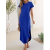 image:imageANRABESS Womens Summer Casual Long Maxi Dress with Pockets  Short Sleeve Crew NeckSoft Smooth LightweightLoose FitBeach Vacation ClothesBusiness Casual OutfitsTravel AllDay WearRoral Blue