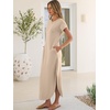 image:imageANRABESS Womens Summer Casual Long Maxi Dress with Pockets  Short Sleeve Crew NeckSoft Smooth LightweightLoose FitBeach Vacation ClothesBusiness Casual OutfitsTravel AllDay WearAlmond