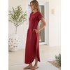 image:imageANRABESS Womens Summer Casual Long Maxi Dress with Pockets  Short Sleeve Crew NeckSoft Smooth LightweightLoose FitBeach Vacation ClothesBusiness Casual OutfitsTravel AllDay WearDark Red