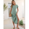 image:imageANRABESS Womens Summer Casual Long Maxi Dress with Pockets  Short Sleeve Crew NeckSoft Smooth LightweightLoose FitBeach Vacation ClothesBusiness Casual OutfitsTravel AllDay WearLight Green