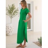 image:imageANRABESS Womens Summer Casual Long Maxi Dress with Pockets  Short Sleeve Crew NeckSoft Smooth LightweightLoose FitBeach Vacation ClothesBusiness Casual OutfitsTravel AllDay WearGreen
