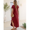 image:imageANRABESS Womens Summer Casual Long Maxi Dress with Pockets  Short Sleeve Crew NeckSoft Smooth LightweightLoose FitBeach Vacation ClothesBusiness Casual OutfitsTravel AllDay WearDark Red