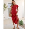 image:imageANRABESS Womens Summer Casual Long Maxi Dress with Pockets  Short Sleeve Crew NeckSoft Smooth LightweightLoose FitBeach Vacation ClothesBusiness Casual OutfitsTravel AllDay WearRed
