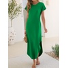 image:imageANRABESS Womens Summer Casual Long Maxi Dress with Pockets  Short Sleeve Crew NeckSoft Smooth LightweightLoose FitBeach Vacation ClothesBusiness Casual OutfitsTravel AllDay WearGreen