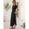 image:imageANRABESS Womens Summer Casual Long Maxi Dress with Pockets  Short Sleeve Crew NeckSoft Smooth LightweightLoose FitBeach Vacation ClothesBusiness Casual OutfitsTravel AllDay WearBlack