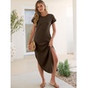 image:imageANRABESS Womens Summer Casual Long Maxi Dress with Pockets  Short Sleeve Crew NeckSoft Smooth LightweightLoose FitBeach Vacation ClothesBusiness Casual OutfitsTravel AllDay WearBrown
