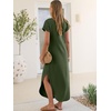 image:imageANRABESS Womens Summer Casual Long Maxi Dress with Pockets  Short Sleeve Crew NeckSoft Smooth LightweightLoose FitBeach Vacation ClothesBusiness Casual OutfitsTravel AllDay WearArmy Green