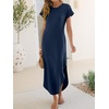 image:imageANRABESS Womens Summer Casual Long Maxi Dress with Pockets  Short Sleeve Crew NeckSoft Smooth LightweightLoose FitBeach Vacation ClothesBusiness Casual OutfitsTravel AllDay WearNavy Blue