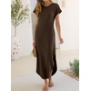 image:imageANRABESS Womens Summer Casual Long Maxi Dress with Pockets  Short Sleeve Crew NeckSoft Smooth LightweightLoose FitBeach Vacation ClothesBusiness Casual OutfitsTravel AllDay WearBrown