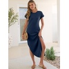 image:imageANRABESS Womens Summer Casual Long Maxi Dress with Pockets  Short Sleeve Crew NeckSoft Smooth LightweightLoose FitBeach Vacation ClothesBusiness Casual OutfitsTravel AllDay WearNavy Blue