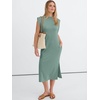 image:imageANRABESS Womens Summer Casual Midi Dress Sleeveless Crewneck Loose Split WrinkleFree Beach Travel Vacation Long SundressLight Green