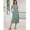 image:imageANRABESS Womens Summer Casual Midi Dress Sleeveless Crewneck Loose Split WrinkleFree Beach Travel Vacation Long SundressLight Green