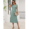 image:imageANRABESS Womens Summer Casual Midi Dress Sleeveless Crewneck Loose Split WrinkleFree Beach Travel Vacation Long SundressLight Green
