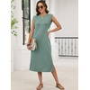 image:imageANRABESS Womens Summer Casual Midi Dress Sleeveless Crewneck Loose Split WrinkleFree Beach Travel Vacation Long SundressLight Green