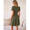 image:imageANRABESS Womens Summer Dresses Short Sleeve Wrap Deep V Neck ALine Floral Dress Causal Flowy Boho Beach Vacation SundressArmy Green