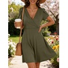 image:imageANRABESS Womens Summer Dresses Short Sleeve Wrap Deep V Neck ALine Floral Dress Causal Flowy Boho Beach Vacation SundressArmy Green