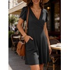 image:imageANRABESS Womens Summer Dresses Short Sleeve Wrap Deep V Neck ALine Floral Dress Causal Flowy Boho Beach Vacation SundressBlack