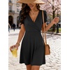 image:imageANRABESS Womens Summer Dresses Short Sleeve Wrap Deep V Neck ALine Floral Dress Causal Flowy Boho Beach Vacation SundressBlack