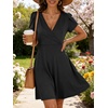 image:imageANRABESS Womens Summer Dresses Short Sleeve Wrap Deep V Neck ALine Floral Dress Causal Flowy Boho Beach Vacation SundressBlack