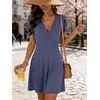 image:imageANRABESS Womens Summer Dresses Short Sleeve Wrap Deep V Neck ALine Floral Dress Causal Flowy Boho Beach Vacation SundressBlue