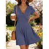 image:imageANRABESS Womens Summer Dresses Short Sleeve Wrap Deep V Neck ALine Floral Dress Causal Flowy Boho Beach Vacation SundressBlue