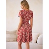 image:imageANRABESS Womens Summer Dresses Short Sleeve Wrap Deep V Neck ALine Floral Dress Causal Flowy Boho Beach Vacation SundressFloral Orange Red