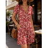 image:imageANRABESS Womens Summer Dresses Short Sleeve Wrap Deep V Neck ALine Floral Dress Causal Flowy Boho Beach Vacation SundressFloral Orange Red